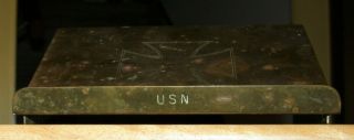 antique vintage UNITED STATES NAVY small portable brass Bible stand 2