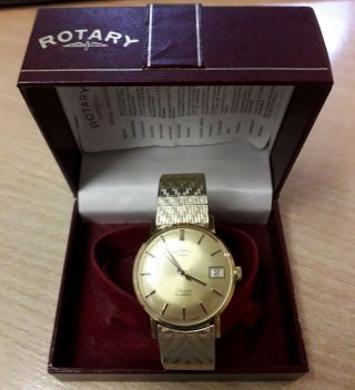 Vintage Rotary 17 Jewels Incabloc Swiss Made Mens Watch With Box