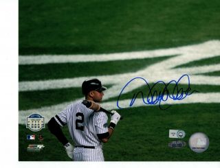 Derek Jeter Autographed 8x10 Last At Bat At Old Yankee Stadium 2008 - Steiner