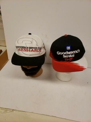 Two Vintage Dale Earnhardt Gm Goodwrench Service Plus Racing Nascar Hats 3