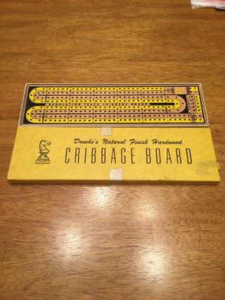 Vintage Drueke Cribbage Board Model 2050 With Box - Seldom Played With