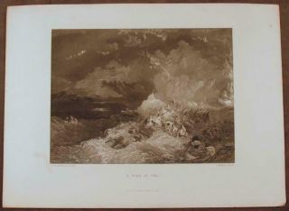 Vintage Appleton Engraving A Fire At Sea By J.  M.  W.  Turner Ships & The Sea