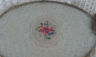 Antique,  Vintage Lace filigree Dressing Table Tray / Petit Point 2