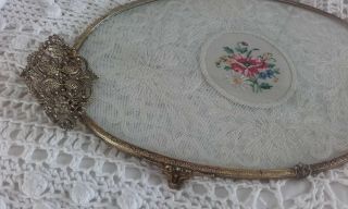 Antique,  Vintage Lace filigree Dressing Table Tray / Petit Point 3