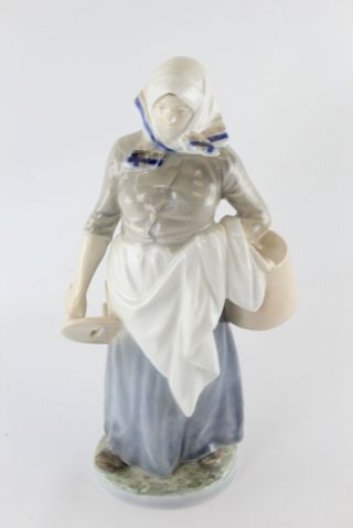 Antique / Vintage Royal Copenhagen Denmark 11 " Porcelain Milk Maid Figurine 899