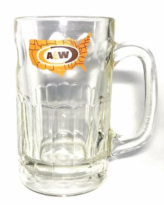 Vintage A&w Mug For Root Beer Clear Glass Handled 6” United States Usa - Euc
