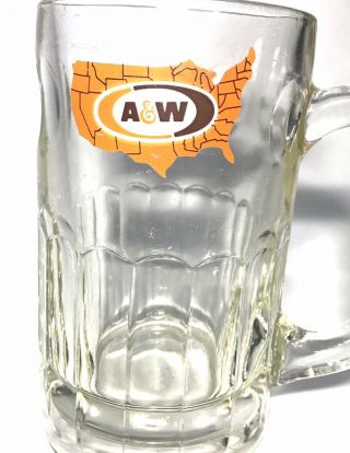 Vintage A&W Mug for Root Beer Clear Glass Handled 6” United States USA - EUC 2