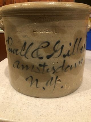 Antique/vintage J.  Fisher Lyons Ny Stoneware 2 Gallon Glazed Crock