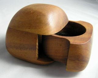 Vintage Hand Carved Wood Mid Century Signed Dean Santner Trinket Box