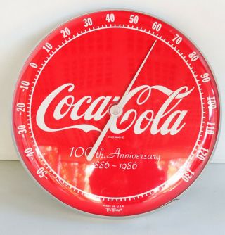 Vintage 1986 Coca Cola 100th Anniversary 12 " Round Thermometer