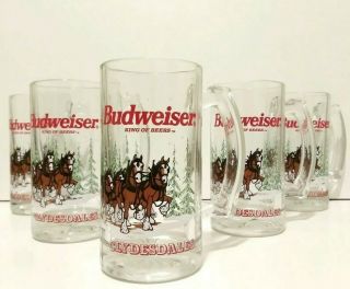 Vintage Budweiser Clydesdales Winter Beer Steins 1989 Set Of 5 Beer Mugs