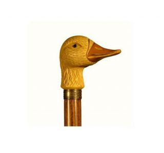 Collectible Duck Head Wood Walking Stick Brown Stick Wooden Walking Cane 37 "