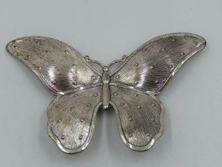 Large Vintage Beau Sterling Silver Polka Dot Butterfly Pin