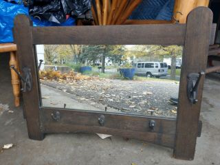 Antique Arts And Crafts Mission Oak Stickley Mirror In