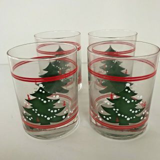 Vintage Set Of 4 Waechtersbach Christmas Tree Glasses Double Old Fashioned