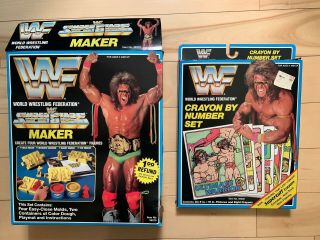 Vintage Wwf Wrestling Craft House Superstars Maker And Crayon By Number Set Wwe