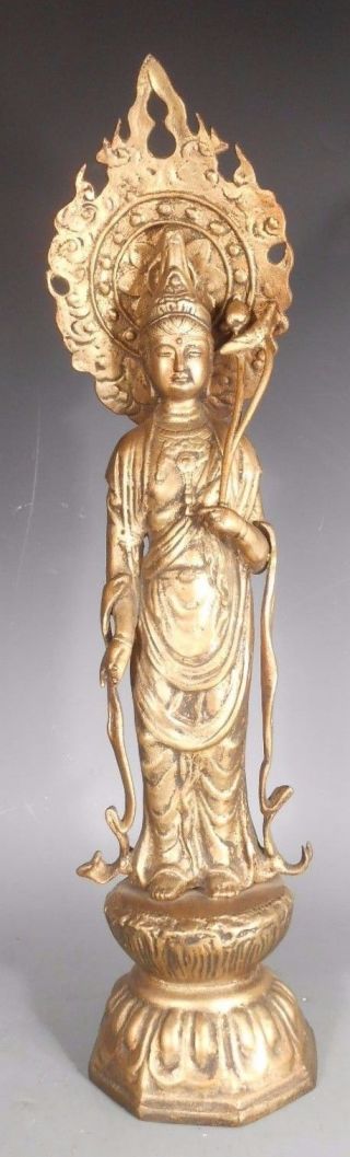 Fine Rare Korea Korean Gilt Bronze Statue Of A Kannon Figure Ca.  19 - 20th C
