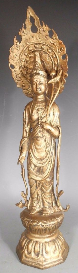 Fine RARE Korea Korean Gilt Bronze statue of a Kannon Figure ca.  19 - 20th c 2