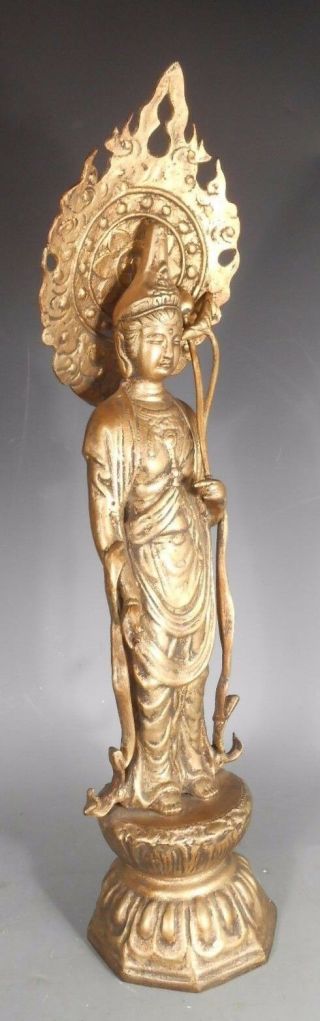 Fine RARE Korea Korean Gilt Bronze statue of a Kannon Figure ca.  19 - 20th c 3