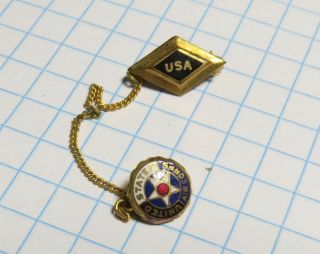 Vintage Us Army Air Corps 2 - Piece Enameled Sweetheart Pin