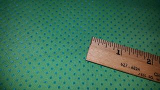 Vintage Dotted Swiss Fabric Dolls Crafts Blue Dots On Green Cotton 2 Yds 15 "