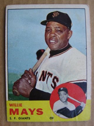 Vintage 1963 Topps Baseball Card - 300 Willie Mays,  Hof