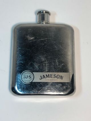 Vintage John Jameson & Son Irish Whiskey Hip Flask 4.  75” Tall 3.  5” Wide