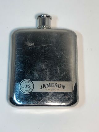 Vintage John Jameson & Son Irish Whiskey Hip Flask 4.  75” Tall 3.  5” Wide 2