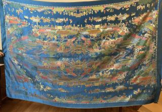 Antique Chinese Silk Figurative Brocade Panel Wall Hanging Tapestry 55 " X 83 "