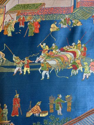 Antique Chinese Silk Figurative Brocade Panel Wall Hanging Tapestry 55 