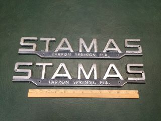 Two Vintage Stamas Boat Yacht Metal Signs Decals
