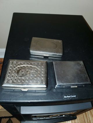 Vintage Cigarette Cases - Mid Century - 3 Stainless Steel