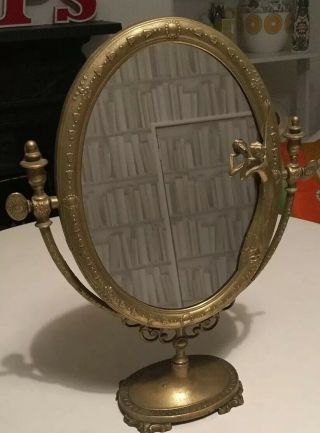VINTAGE BRASS ART NOUVEAU DRESSING TABLE VANITY MIRROR WITH LADY BY FAL ITALY 2