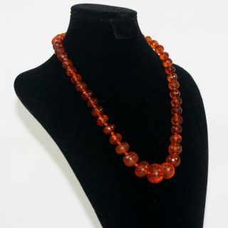 Fine Antique Crackled Natural Amber bead necklace 2