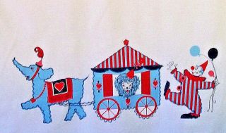 Sweet Vintage Circus Novelty Clowns,  Animals Cotton Fabric Curtain Drape Panels