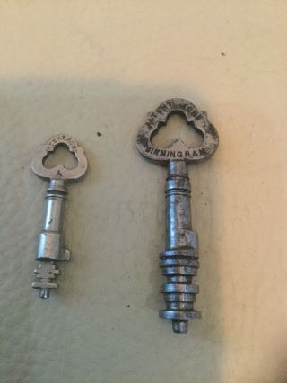 2 X Very Rare Antique Cotterill Patent Detector Padlock/lock/safe? Key