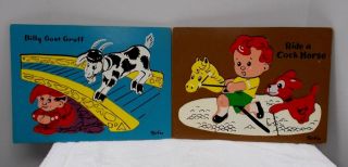 Ride A Cock Horse & Billy Goat Gruff - Wood Puzzles - Sifo - Vintage