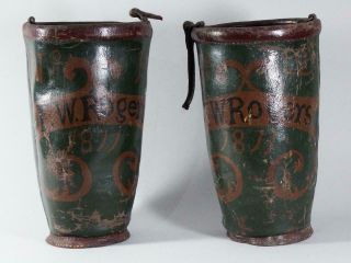 Antique 19th C.  Leather Fire Buckets