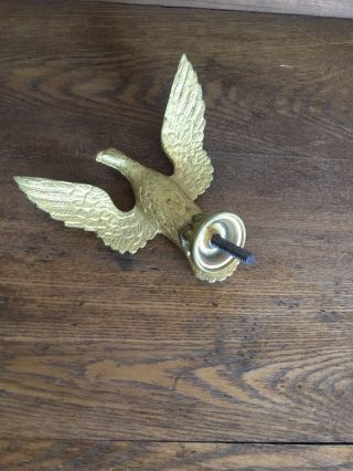 Vintage Brass Eagle Flag Pole Topper Wings Up Finial