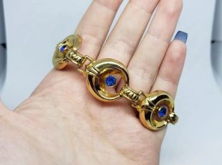 Vintage 1930s Art Deco Harry Iskin 1/20 12k Gold Filled Gf Blue Stone Bracelet