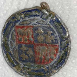 C16th/17th Century Lead Bag Or Cloth Seal With Royal Coat Of Arms