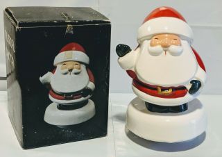 Vintage Musical Wind Up Base Santa Claus Asian W/ Box Made In Taiwan