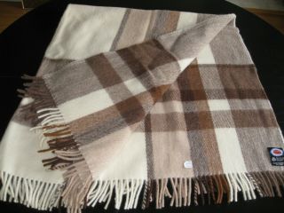 Vintage Plaid Wool Twin Throw Blanket With Fringe From Norway