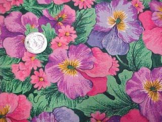 3.  5 Yd Vintage Cotton Fabric Quilt Sew Material Craft Morning Pansies Pink,