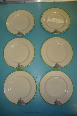 2 Antique 1930s Green Royal Doulton Art Deco Tango Salad Side Entree Plates 7.  5 