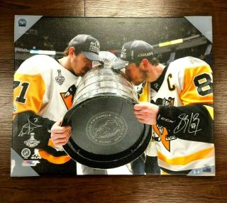 Evgeni Malkin & Sidney Crosby Signed 2017 Pittsburgh Penguins Stanley Cup Canvas
