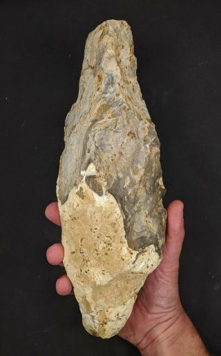 Lower Palaeolithic,  Giant Ficron Hand Axe On A Flint Nodule Core C700 - 500k