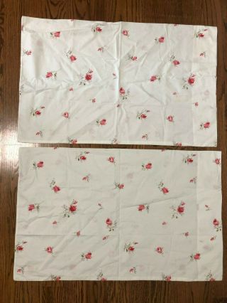 Vintage Cotton Pink Roses Floral Pillowcases Pacific Shabby Linens