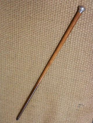 Antique Malacca Walking Stick With H/m Repousse Silver Top London 1896