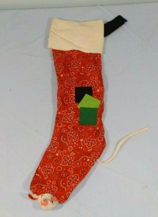 Vtg Annalee Mobilitee Peek A Boo Mouse Stocking 23 " Long Gingham 1971